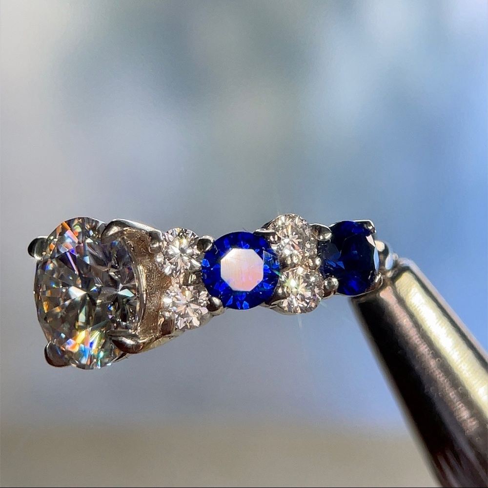 3ct+ Moissanite & Sapphire Ring - Picture 6 of 17